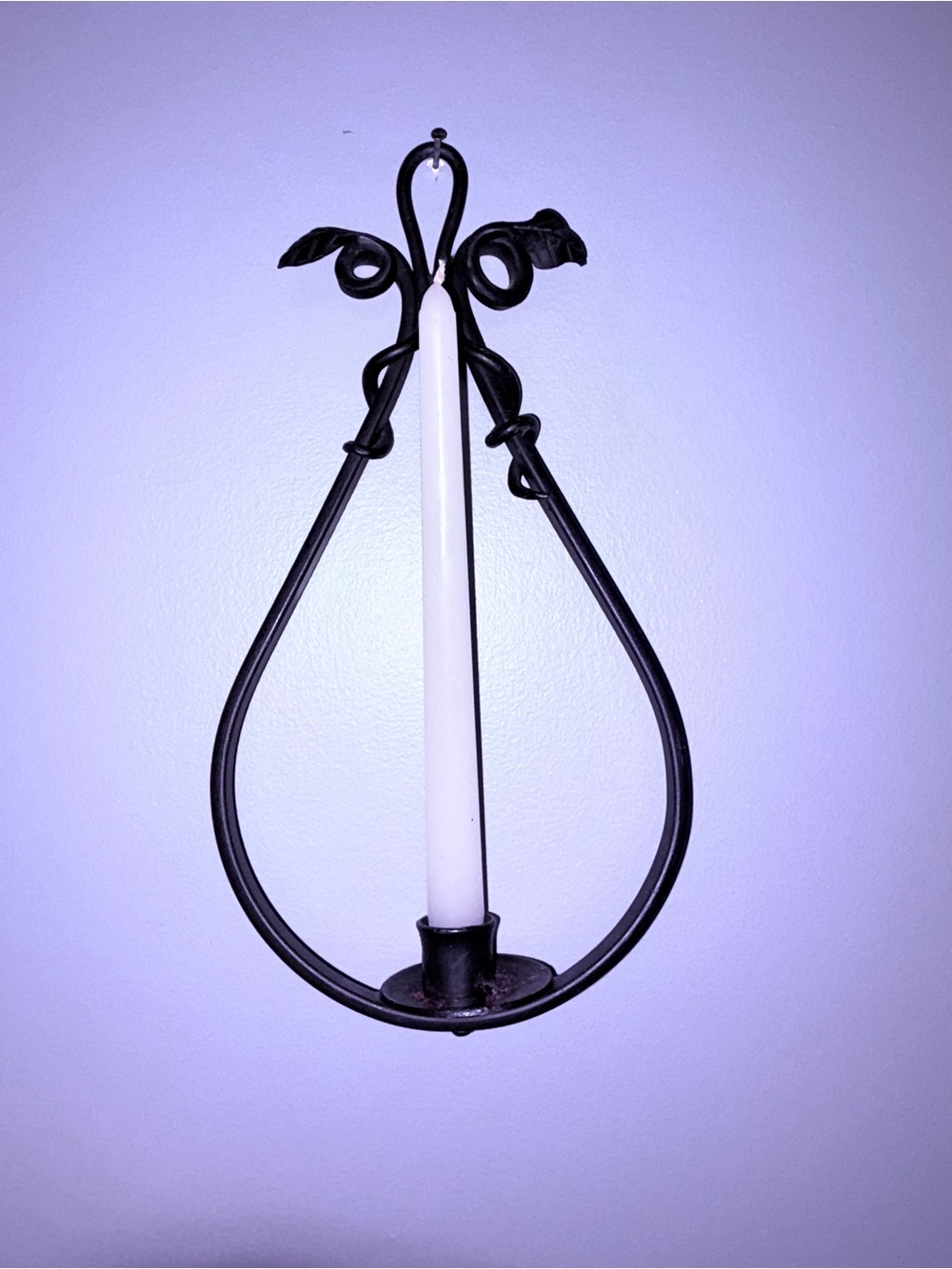 Gothic Rustic Wrought Iron Teardrop Wall Candle Holder Sconce 17”